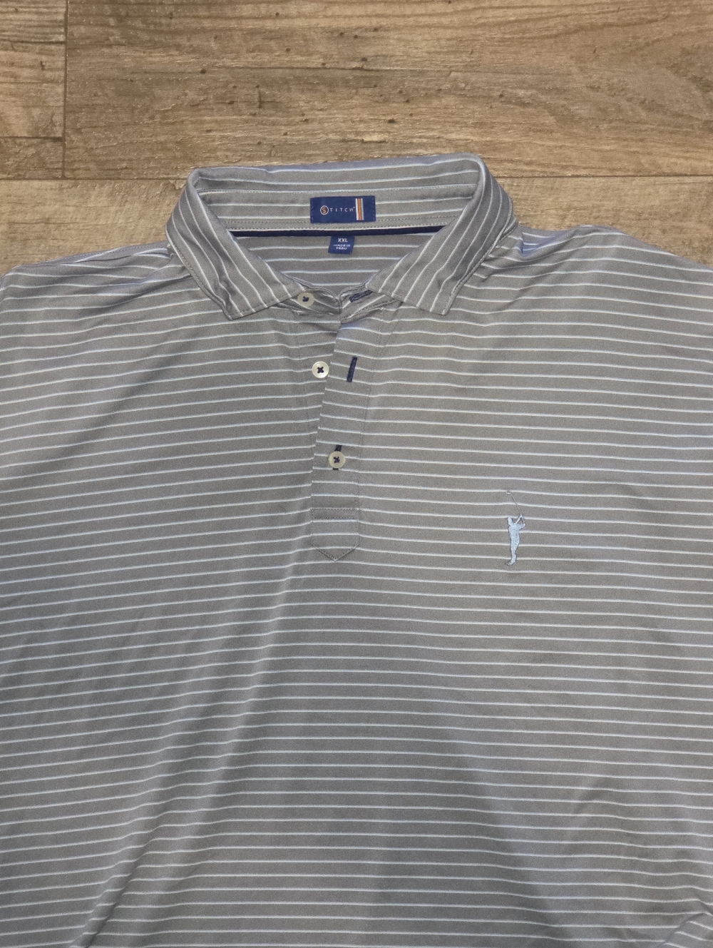 Stitch Light Gray and Blue Stripe Golf Polo 2xl Made In Peru